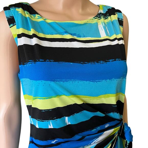 Tahari By Arthur S. Levine Multicolor Faux Wrap Dress 8P Career Party Preppy - Picture 2 of 4